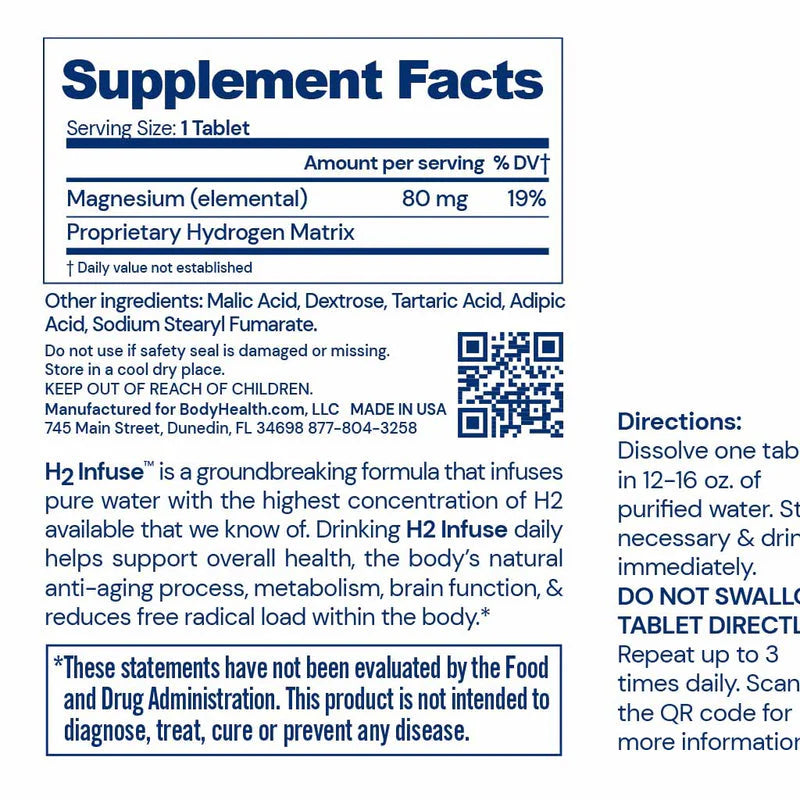 H2 Infuse® Molecular Hydrogen Tablets | Daily Wellness Support