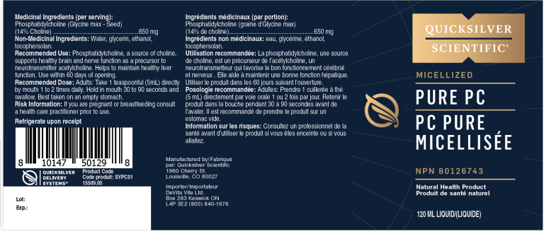 Quicksilver Scientific Pure PC – Liposomal Phosphatidylcholine